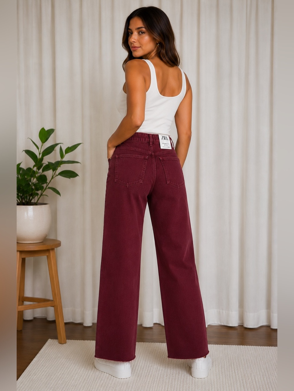 Zara Straight Fit Jeans High Rise Raw Hem Size 6 NWT - Picture 3 of 8